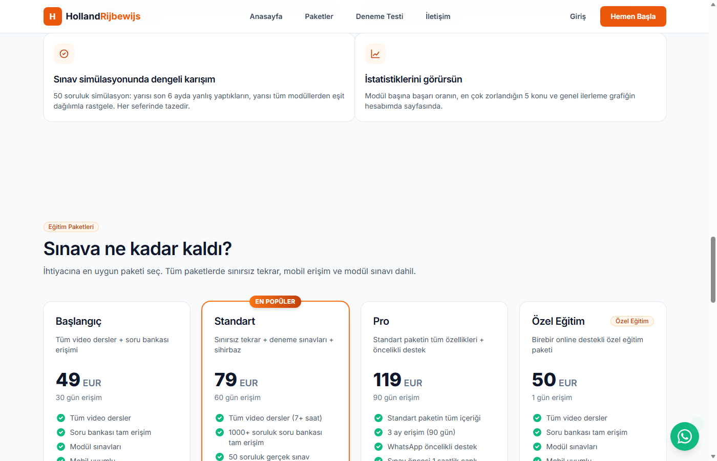 Paketler — farklı özellikler